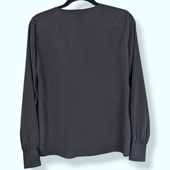 BCBGMaxAzria Black Joss Front Tie Blouse - Picture 6 of 8